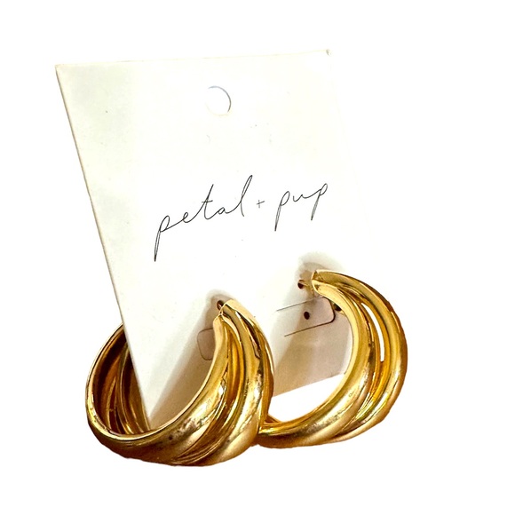 Petal + Pup Goldtone Hoop Earrings - Picture 1 of 4